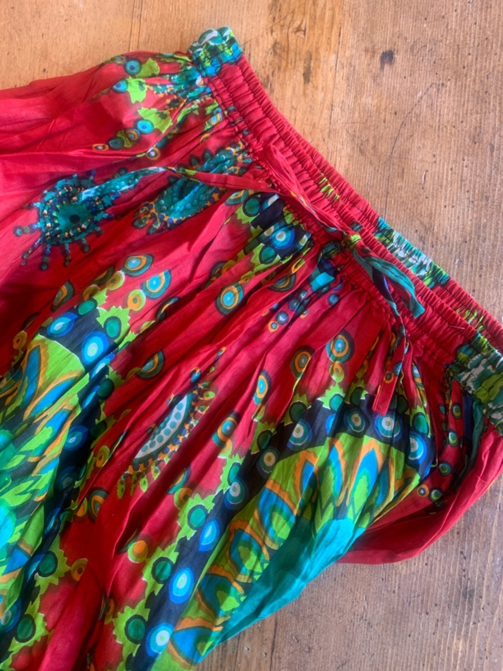 Cotton Red Floral Medallion Bohemian Puff Jogger Pant - Picture 8 of 16